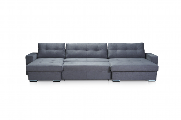 Coltar Living extensibil cu functie somn MM287 BOLIVIA REC-2F-REC/BK BREIT, dreapta, stofa gri F001, 378x163x73(94), ext.332x140cm [2]