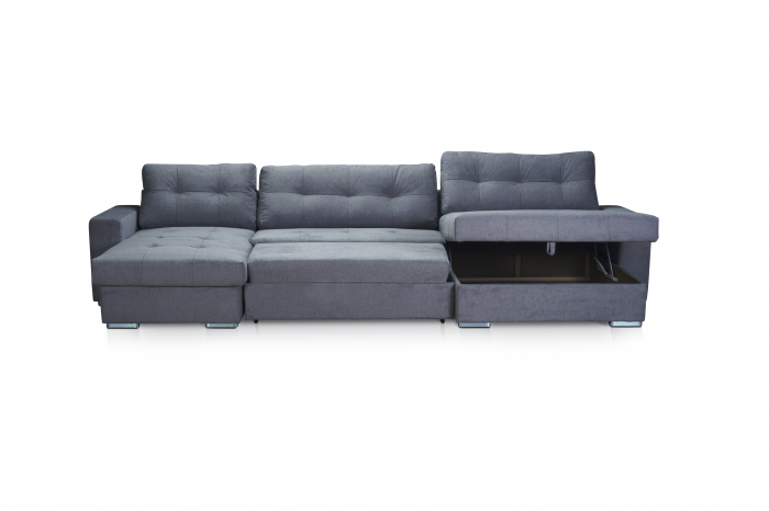 Coltar Living extensibil cu functie somn MM287 BOLIVIA REC-2F-REC/BK BREIT, dreapta, stofa gri F001, 378x163x73(94), ext.332x140cm [3]