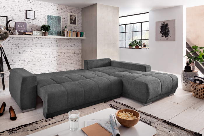 Coltar Living extensibil cu functie somn MM311 MAXI 2DL-REC, dreapta, stofa gri G003, 280x204x66(92), ext.230x130cm [2]