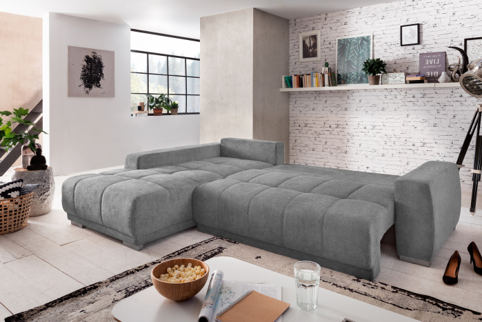 Coltar Living extensibil cu functie somn MM311 MAXI REC-2DL, stanga, stofa gri G002, 280x204x66(92), ext.230x130cm [2]