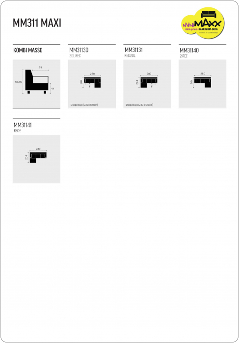 Coltar Living extensibil cu functie somn MM311 MAXI REC-2DL, stanga, stofa gri G003, 280x204x66(92), ext.230x130cm [4]