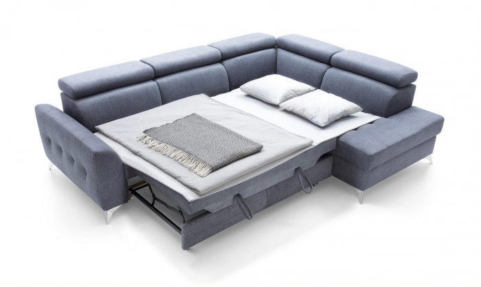 Coltar Living extensibil cu functie somn NAPOLI, dreapta,stofa gri letto 99, 268x(201/98)x(77-93), ext.201x130cm [9]