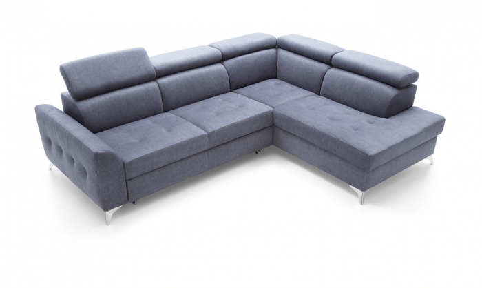 Coltar Living extensibil cu functie somn NAPOLI, dreapta,stofa gri letto 99, 268x(201/98)x(77-93), ext.201x130cm [10]