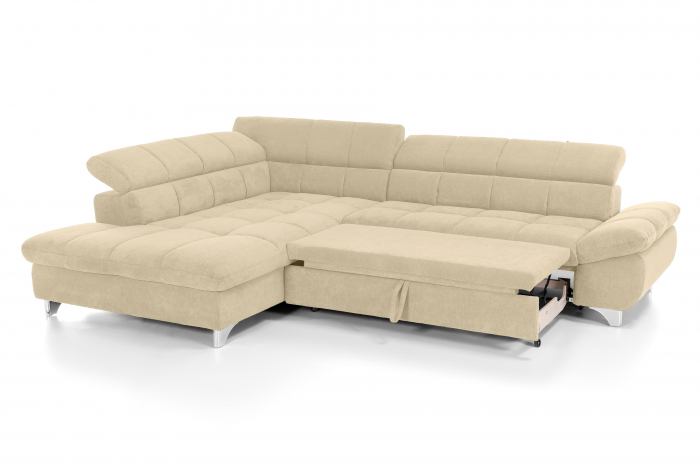 Coltar Living extensibil, functie somn GEMINI OTM-3F,stanga, stofa bej natur F007, 312x231x97, ext.228x127cm. [2]