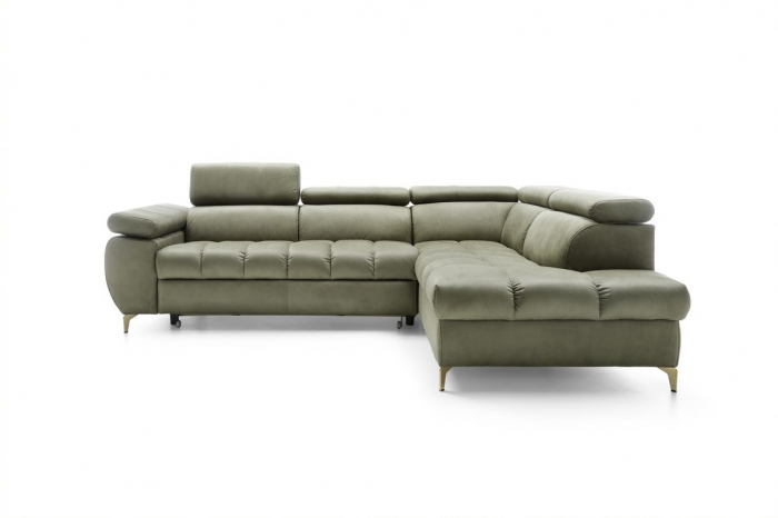 Coltar Living LUGANO, extensibil cu functie somn, dreapta, stofa olive letto 38 , 272x(202/100)x(77-93), ext.200x125cm [4]
