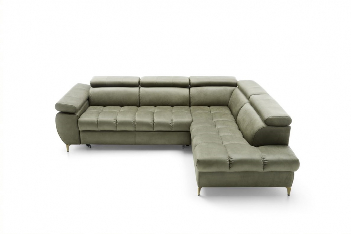 Coltar Living LUGANO, extensibil cu functie somn, dreapta, stofa olive letto 38 , 272x(202/100)x(77-93), ext.200x125cm [5]