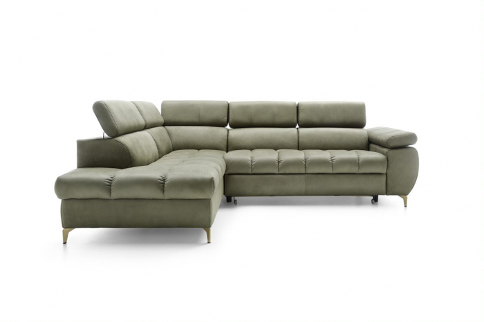 Coltar Living LUGANO, extensibil cu functie somn, stanga, stofa olive letto 38 , 272x(202/100)x(77-93), ext.200x125cm [3]