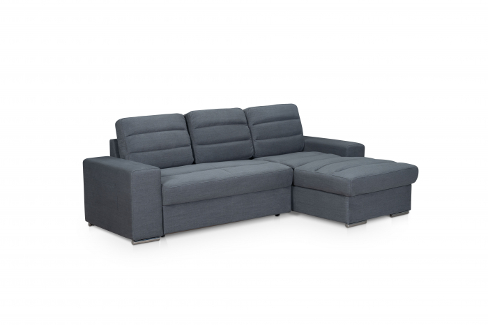 Coltar Living MM292 LILLE 2F-REC/BK INK, extensibil cu functie somn si depozitare, dreapta, stofa gri R464, 251x158x(73-91), ext.195x114cm [2]