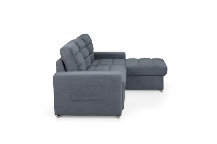 Coltar Living MM292 LILLE 2F-REC/BK INK, extensibil cu functie somn si depozitare, dreapta, stofa gri R464, 251x158x(73-91), ext.195x114cm [5]