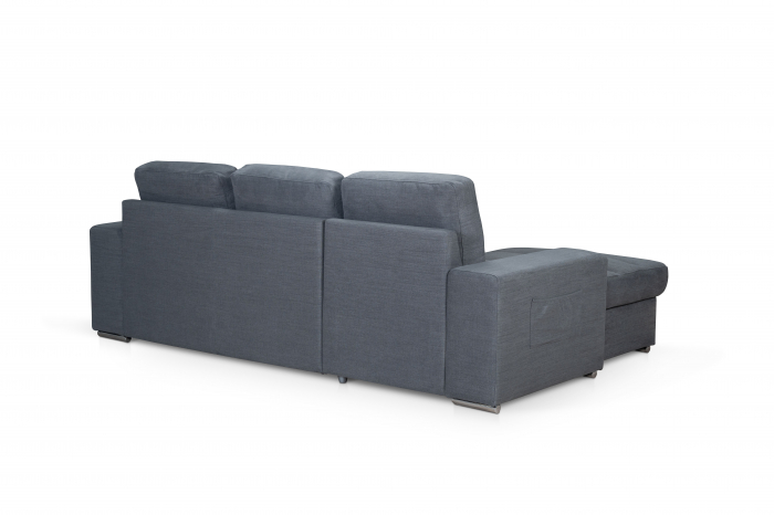 Coltar Living MM292 LILLE REC/BK-2F INK, extensibil cu functie somn si depozitare, stanga, stofa gri R464, 251x158x(73-91), ext.195x114cm [6]
