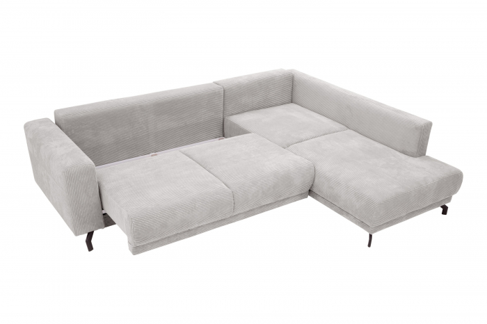Coltar Living MODEST, extensibil cu functie somn, dreapta, stofa gri Lincoln 86, 275x216x91, ext.232x128cm [3]