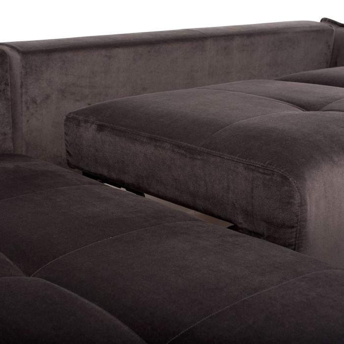 Coltar Living STAR, extensibil cu functie somn, relaxare si depozitare, stanga, stofa maro Piano 16, (303-325)x186x100, ext.270x140cm [5]