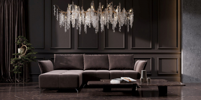 Coltar Living STAR, extensibil cu functie somn, relaxare si depozitare, stanga, stofa maro Piano 16, (303-325)x186x100, ext.270x140cm [3]