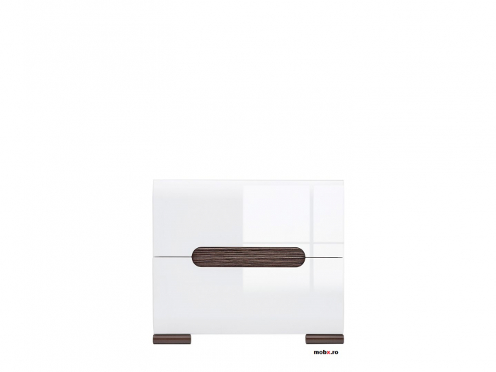 Dormitor AZTECA Set-A, (dulap 3U 180 + pat 160 + 2 noptiere 2S) culoare alb lucios. [6]