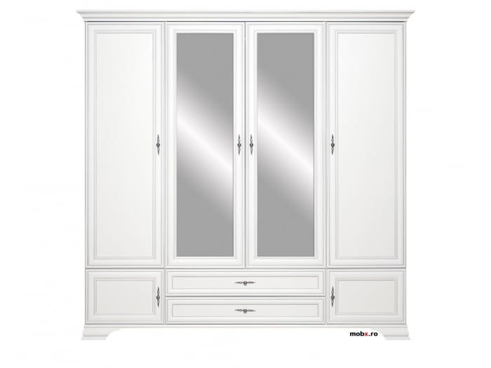 Dormitor IDENTO Set-D, (dulap 6U2S+ pat 160 + 2 noptiere 1S + comoda 2U4S) culoare alb. [2]