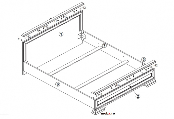 Dormitor IDENTO Set-E, (dulap 6U2S+ pat 160 + 2 noptiere 1S + comoda 2W3S1B + oglinda LUS 155) culoare alb. [23]