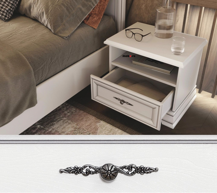 Dormitor IDENTO Set-E, (dulap 6U2S+ pat 160 + 2 noptiere 1S + comoda 2W3S1B + oglinda LUS 155) culoare alb. [26]