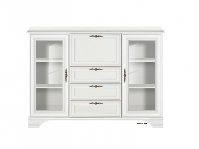 Dormitor IDENTO Set-E, (dulap 6U2S+ pat 160 + 2 noptiere 1S + comoda 2W3S1B + oglinda LUS 155) culoare alb. [6]