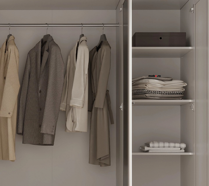 Dormitor IDENTO Set-E, (dulap 6U2S+ pat 160 + 2 noptiere 1S + comoda 2W3S1B + oglinda LUS 155) culoare alb. [17]