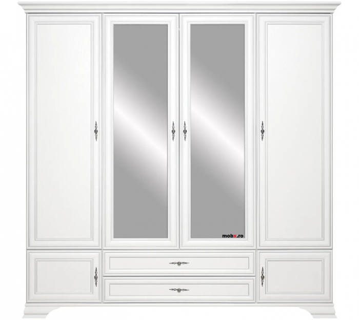 Dormitor IDENTO Set-E, (dulap 6U2S+ pat 160 + 2 noptiere 1S + comoda 2W3S1B + oglinda LUS 155) culoare alb. [14]