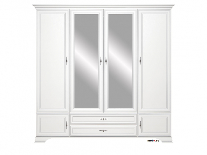 Dormitor IDENTO Set-E, (dulap 6U2S+ pat 160 + 2 noptiere 1S + comoda 2W3S1B + oglinda LUS 155) culoare alb. [3]