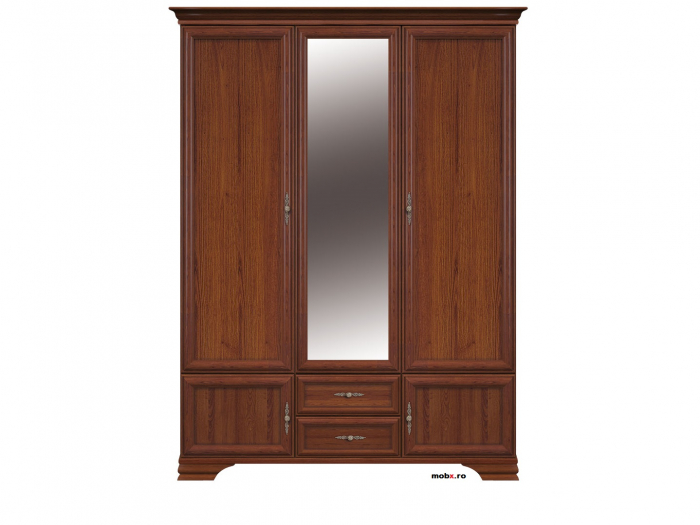Dormitor KENTUKI Set-A, (dulap 5U2S 160 + pat 160 + 2 noptiere 1S + comoda 4S + oglinda 90) culoare castan. [3]