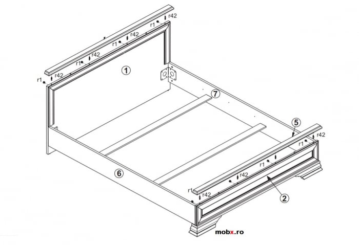 Dormitor KENTUKI Set-A, (dulap 5U2S 160 + pat 160 + 2 noptiere 1S + comoda 4S + oglinda 90) culoare castan. [11]