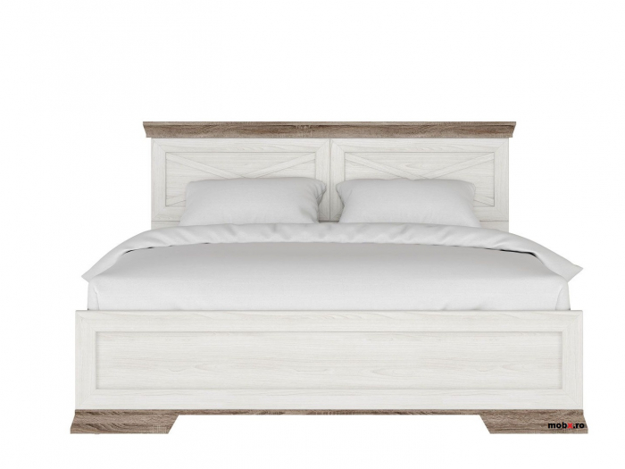 Dormitor MARSELLE Set-A, (dulap 6U2S 218 + pat 160 cu somiera rabatabila si container asternuturi + 2 noptiere 1S + comoda 4S + oglinda 98 cm), culoare alb frasin si stejar sonoma dark. [4]