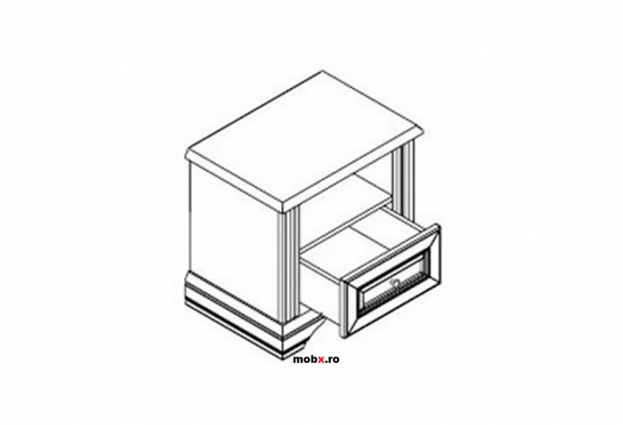 Dormitor WHITE Set-A, (dulap 3U1O 176 + pat 160 + 2 noptiere 1S + comoda 4S + oglinda 102 cm) culoare frasin alb + pin argintiu. [16]