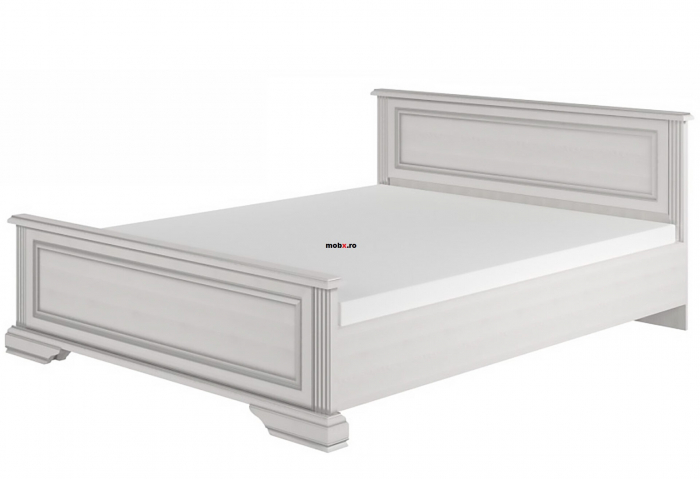 Dormitor WHITE Set-A, (dulap 3U1O 176 + pat 160 + 2 noptiere 1S + comoda 4S + oglinda 102 cm) culoare frasin alb + pin argintiu. [12]