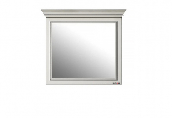 Dormitor WHITE Set-A, (dulap 3U1O 176 + pat 160 + 2 noptiere 1S + comoda 4S + oglinda 102 cm) culoare frasin alb + pin argintiu. [23]