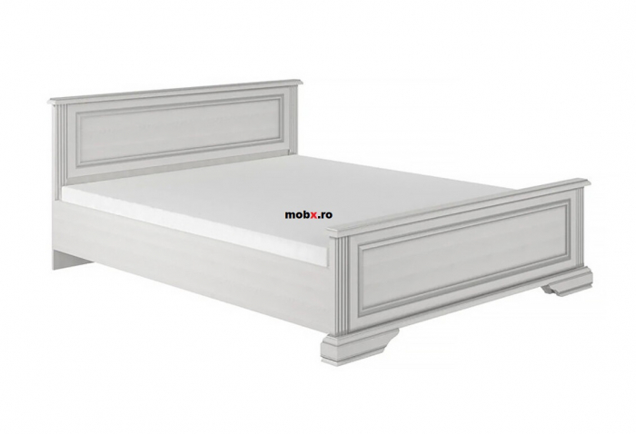 Dormitor WHITE Set-A, (dulap 3U1O 176 + pat 160 + 2 noptiere 1S + comoda 4S + oglinda 102 cm) culoare frasin alb + pin argintiu. [10]