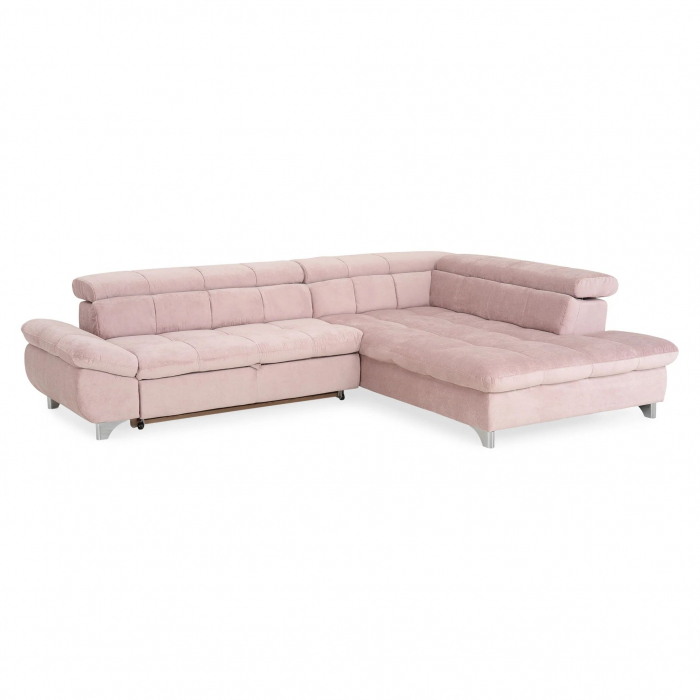 GEMINI Coltar extensibil, sezlong dreapta 3F-OTM, functie somn si relaxare, acoperire stofa roz F222, COTTA, 312x231x97, ext.228x127cm. [2]