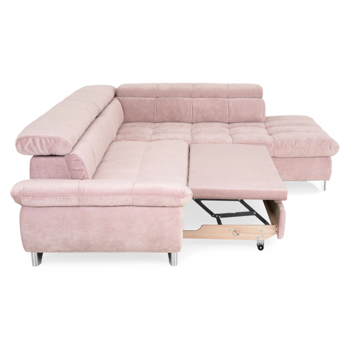 GEMINI Coltar extensibil, sezlong dreapta 3F-OTM, functie somn si relaxare, acoperire stofa roz F222, COTTA, 312x231x97, ext.228x127cm. [9]