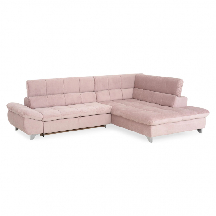 GEMINI Coltar extensibil, sezlong dreapta 3F-OTM, functie somn si relaxare, acoperire stofa roz F222, COTTA, 312x231x97, ext.228x127cm. [4]