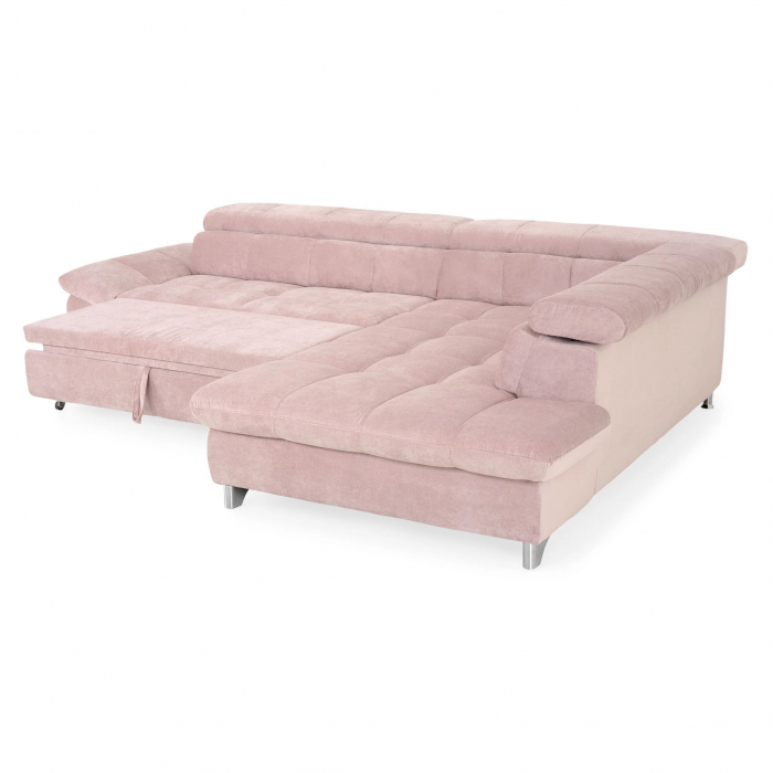 GEMINI Coltar extensibil, sezlong dreapta 3F-OTM, functie somn si relaxare, acoperire stofa roz F222, COTTA, 312x231x97, ext.228x127cm. [6]