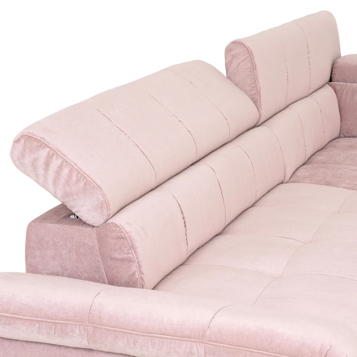 GEMINI Coltar extensibil, sezlong dreapta 3F-OTM, functie somn si relaxare, acoperire stofa roz F222, COTTA, 312x231x97, ext.228x127cm. [12]