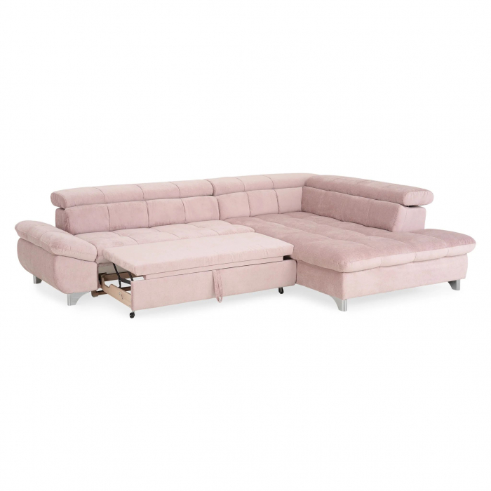 GEMINI Coltar extensibil, sezlong dreapta 3F-OTM, functie somn si relaxare, acoperire stofa roz F222, COTTA, 312x231x97, ext.228x127cm. [3]