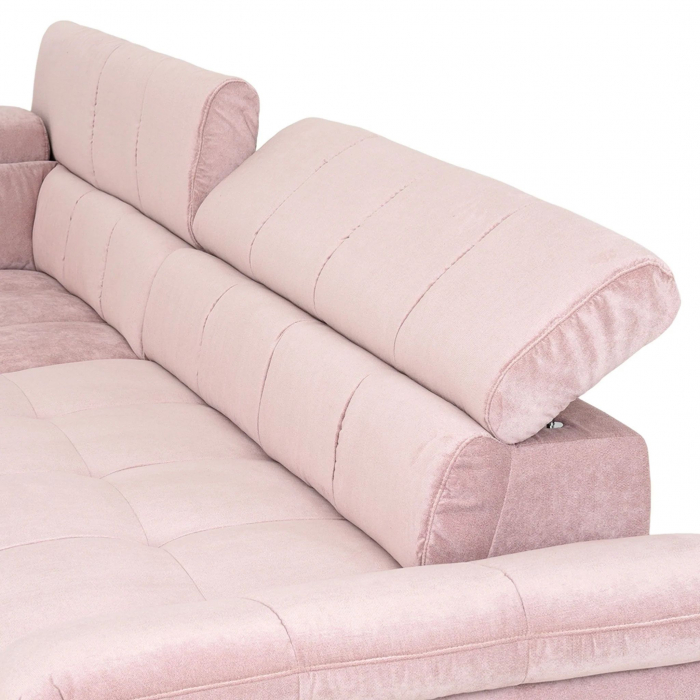 GEMINI OTM-3F, COTTA, colta extensibil, functie somn, sezlong stanga, roz F222, 312x231x97, ext.228x127cm. [12]
