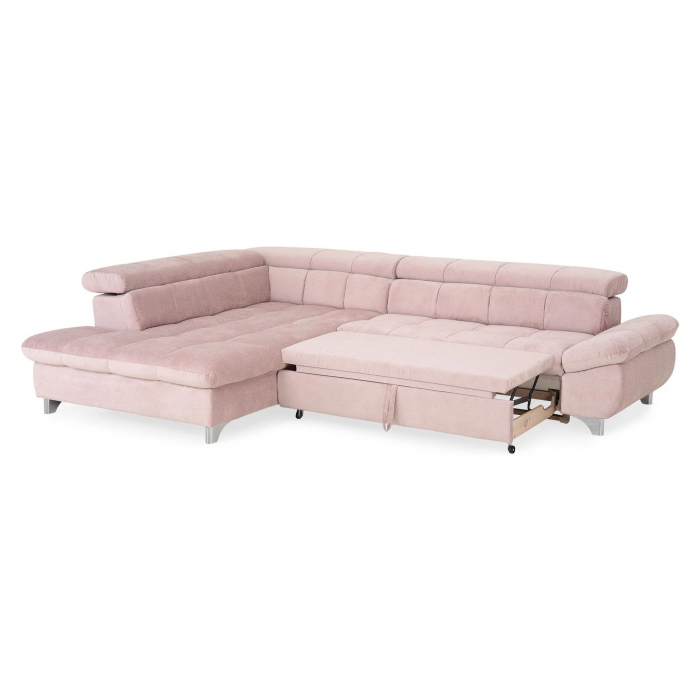 GEMINI OTM-3F, COTTA, colta extensibil, functie somn, sezlong stanga, roz F222, 312x231x97, ext.228x127cm. [3]