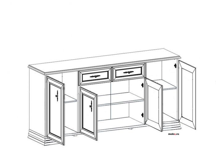 Idento Comoda KOM4D2S, front MDF culoare alb, 184/45/90 cm. [2]