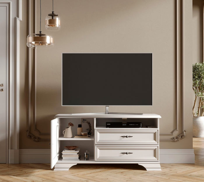 Idento Comoda TV, RTV1D2S, front MDF culoare alb, 124/44/64cm. [5]