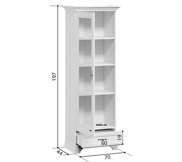 IDENTO, mobila living Set-D, (vitrina REG2W1S + vitrina RWG1W1S + comoda RTV1D2S + masuta cafea LAW130) culoare alb. [8]