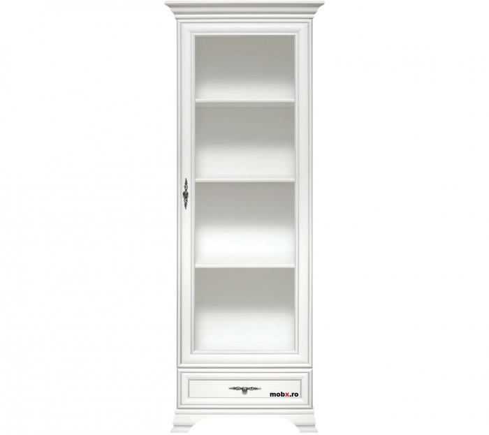 IDENTO, mobila living Set-D, (vitrina REG2W1S + vitrina RWG1W1S + comoda RTV1D2S + masuta cafea LAW130) culoare alb. [4]