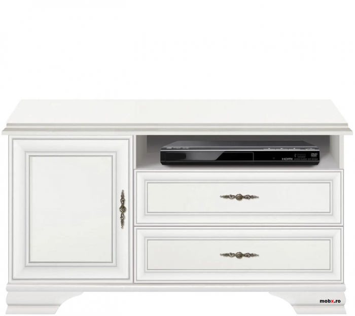 IDENTO, mobila living Set-D, (vitrina REG2W1S + vitrina RWG1W1S + comoda RTV1D2S + masuta cafea LAW130) culoare alb. [5]