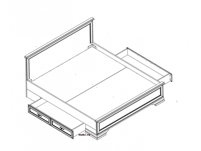 Idento PAT 180 cu 2 sertare si suport saltea, front MDF culoare alb, 189/209/(46-101) cm. [3]