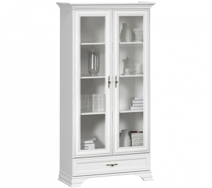 Idento Vitrina REG2W1S, cu 2 usi si 1 sertar, front MDF culoare alb, 99/44/198cm. [3]