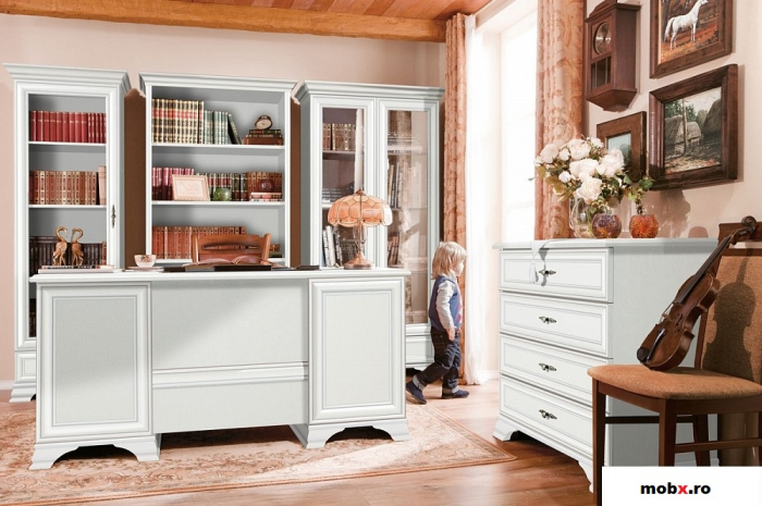 Idento Vitrina REG2W1S, cu 2 usi si 1 sertar, front MDF culoare alb, 99/44/198cm. [13]