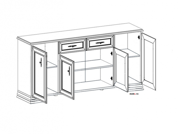 Kentuki Comoda 4 usi 2 sertare KOM4D2S, front MDF culoare castan, 184/45/90 cm. [2]