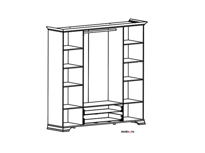 Kentuki Dulap 6 usi SZF6D2S, front MDF culoare castan, 228/61/225cm. [3]